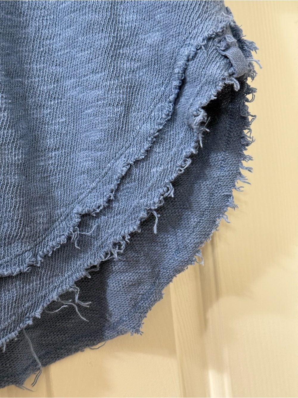 We The Free Distressed V-Neck Raw-Edge Top in Light Blue - Picture 9 of 9